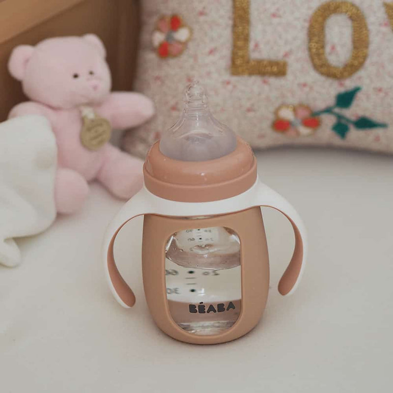 Beaba 2-in-1 Learning Bottle 210ml + Silicone Sleeve Old Pink