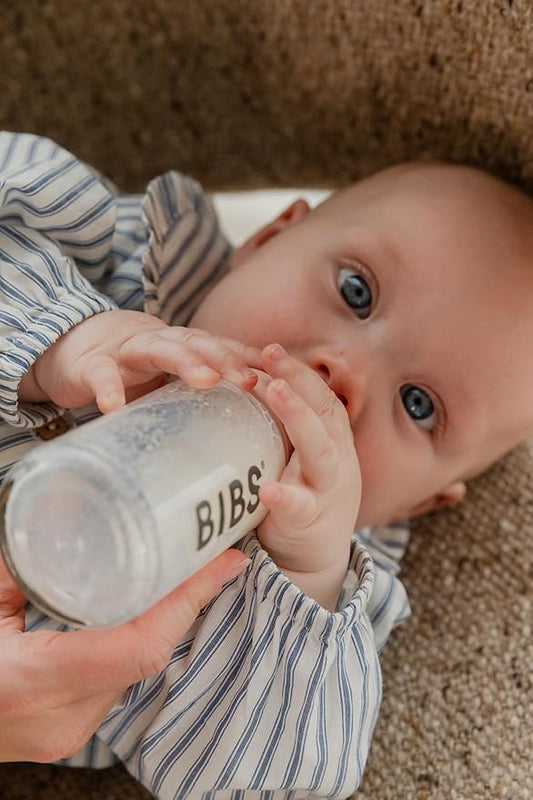 BIBS Glass Baby Bottle Round Latex 240 ml (3-6m Sage)