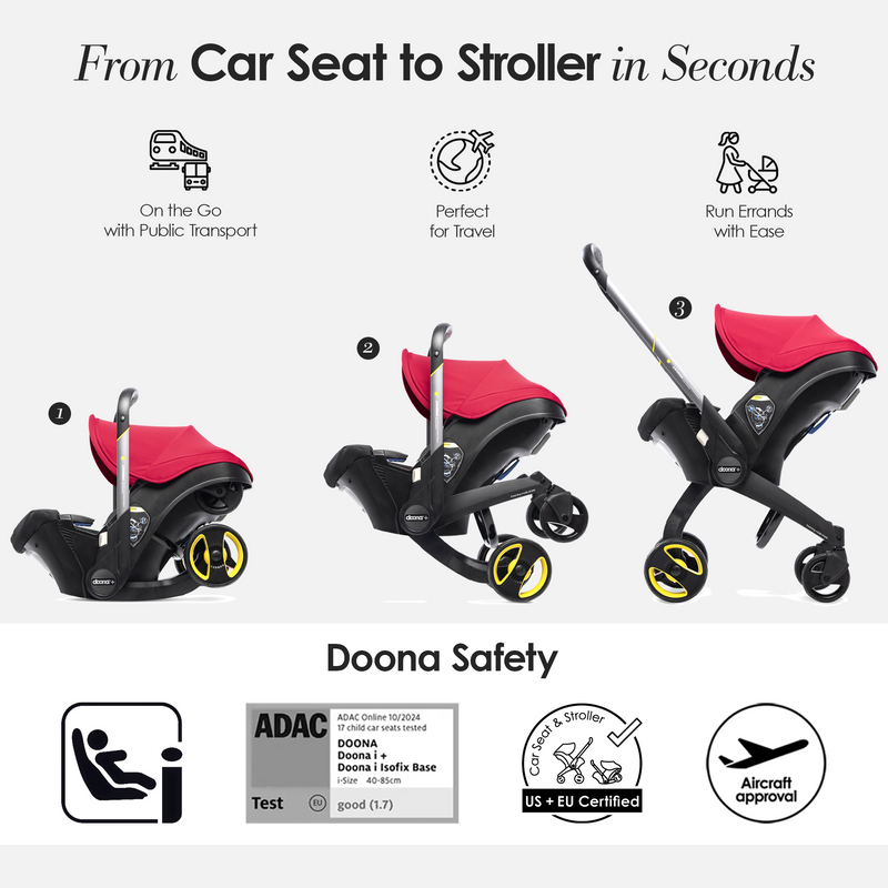 Doona+ Car Seat & Stroller - Flaming Red