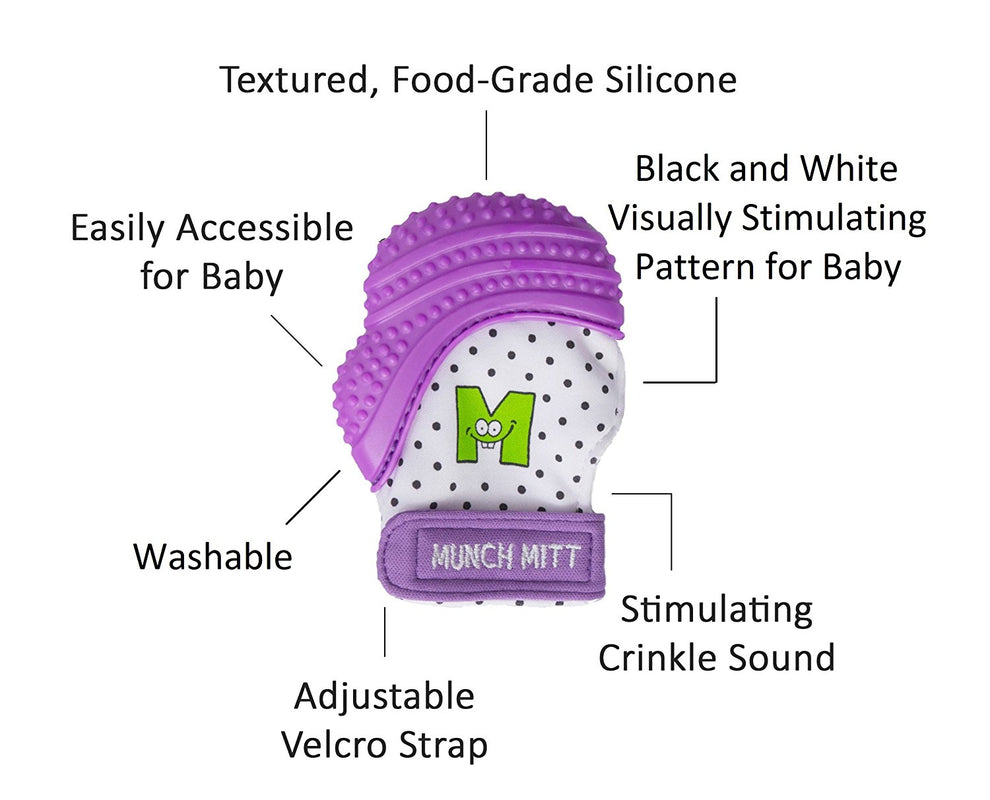 Malarkey kids Munch Mitt Teething Mitten - Polka dots - Purple