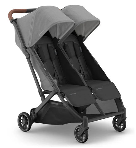 UPPAbaby Minu Duo Stroller Greyson Charcoal Mélange Carbon Frame Saddle Leather