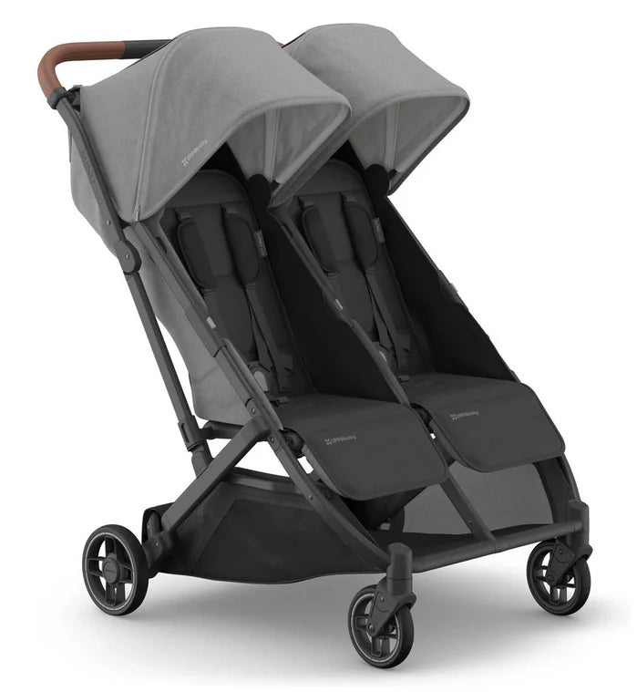 UPPAbaby Minu Duo Stroller Greyson Charcoal Mélange Carbon Frame Saddle Leather