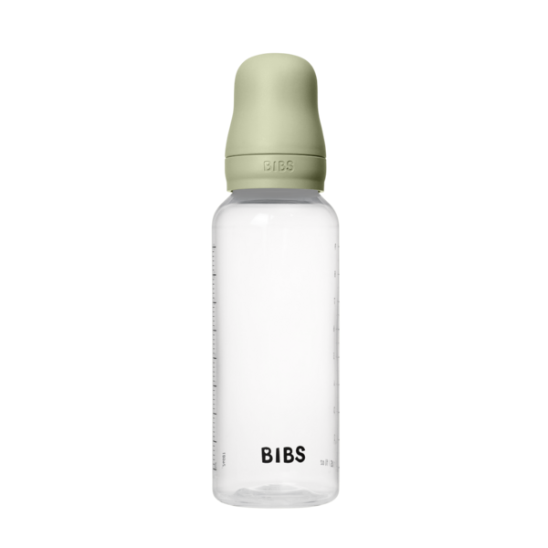 BIBS Glass Baby Bottle Round Latex 240 ml (3-6m Sage)