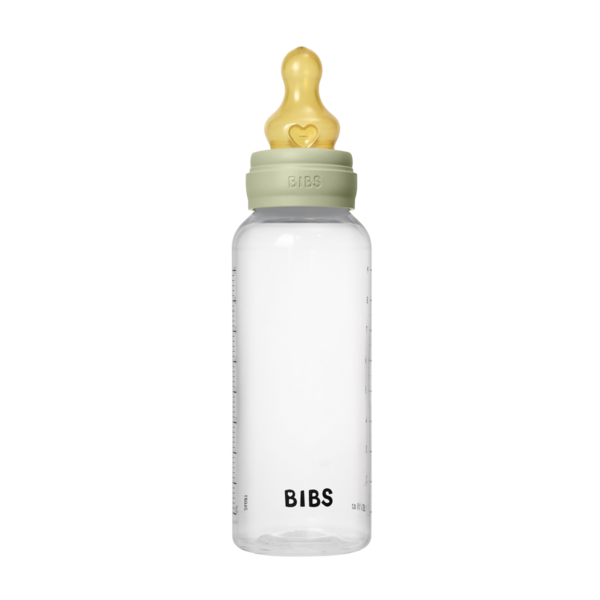 BIBS Glass Baby Bottle Round Latex 240 ml (3-6m Sage)