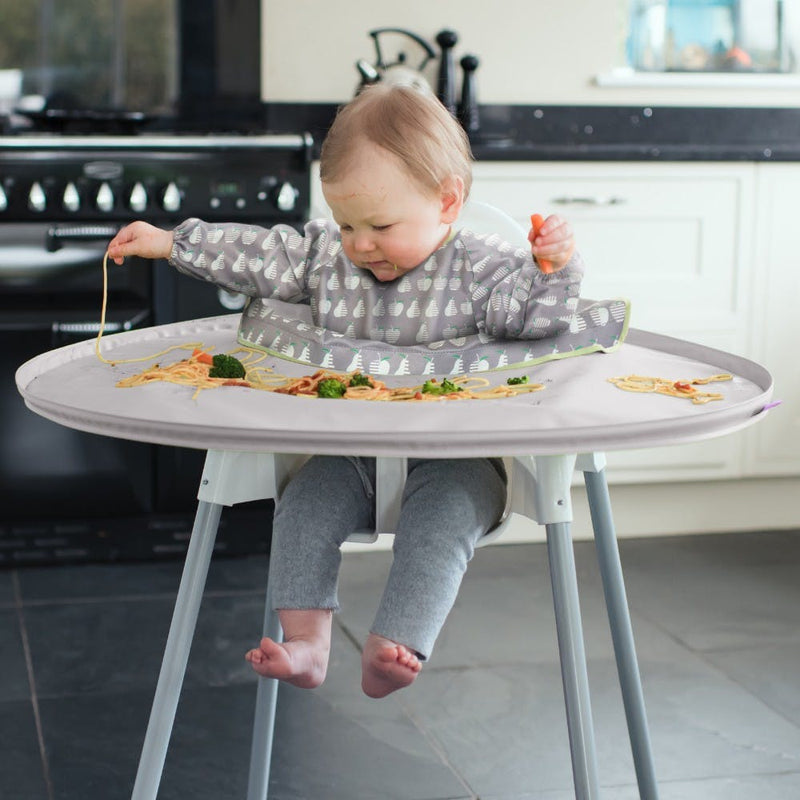 Bib & Tray Set + Bag Dove Grey inc Apples & Pears Bib