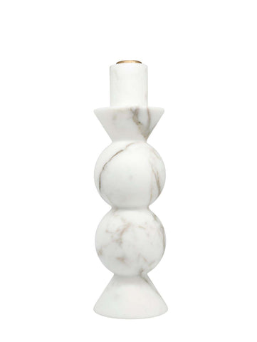 High Rounded Unicolor Candle Holder in White Carrara Marble and Brass