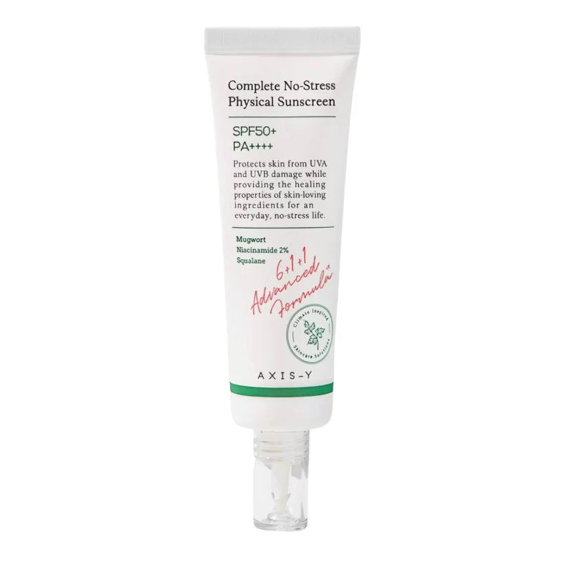 The Complete No-Stress Physical Sunscreen (50ml) in white background - Axis -Y
