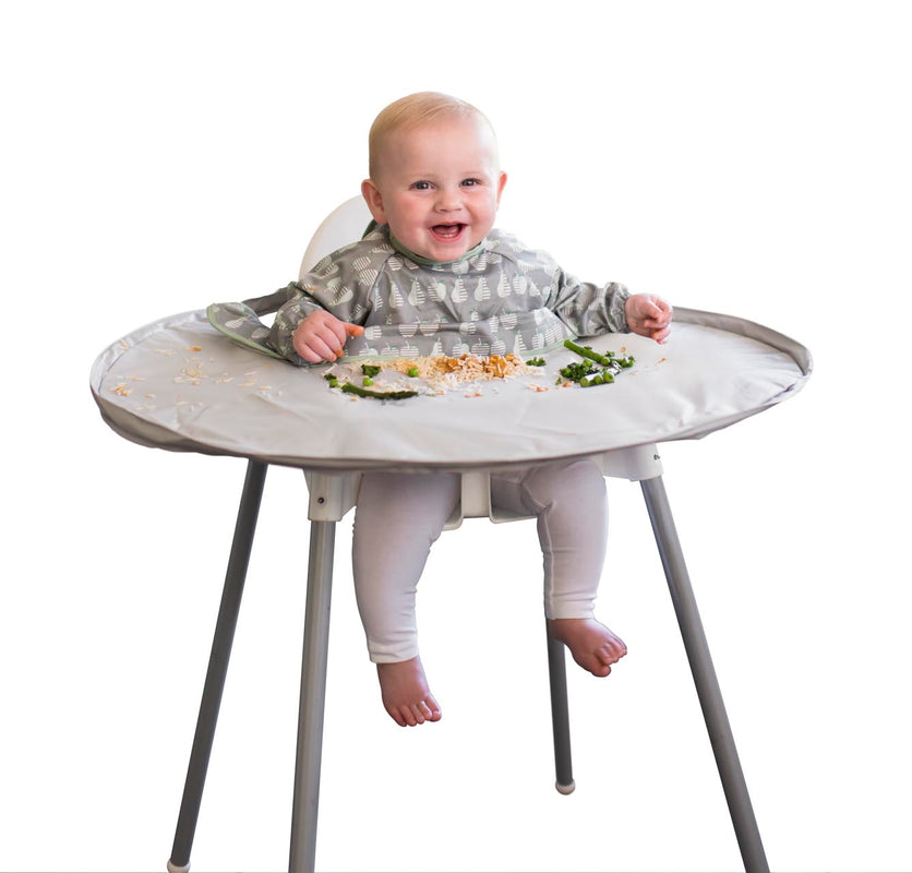 Bib & Tray Set + Bag Dove Grey inc Apples & Pears Bib