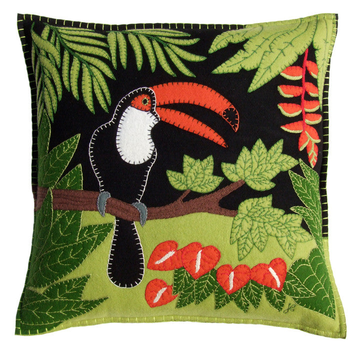 Tropical Toucan Cushion - Black Jan Constantine