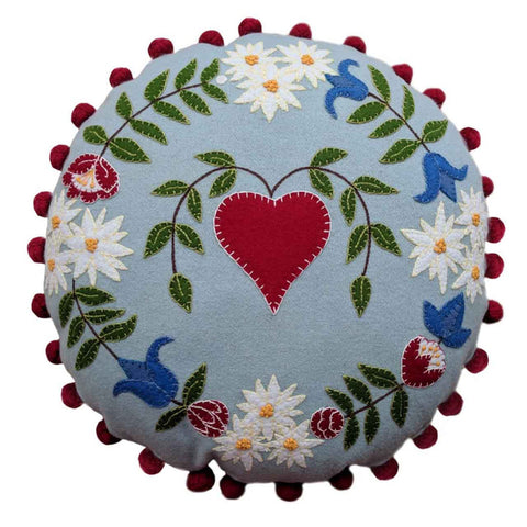 Jan Constantine Alpine Heart Cushion - Duck Egg Blue