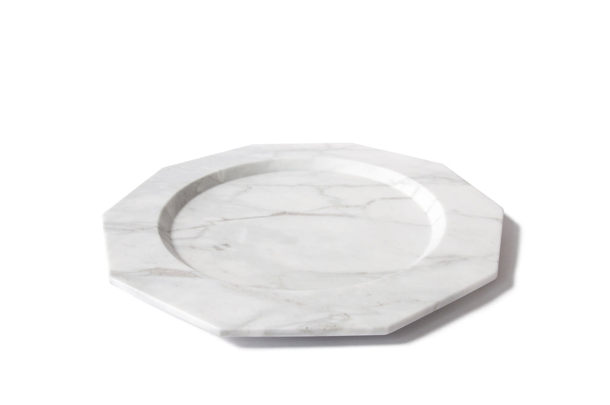 Big Dinner Plate in Satin Arabescato Marble
