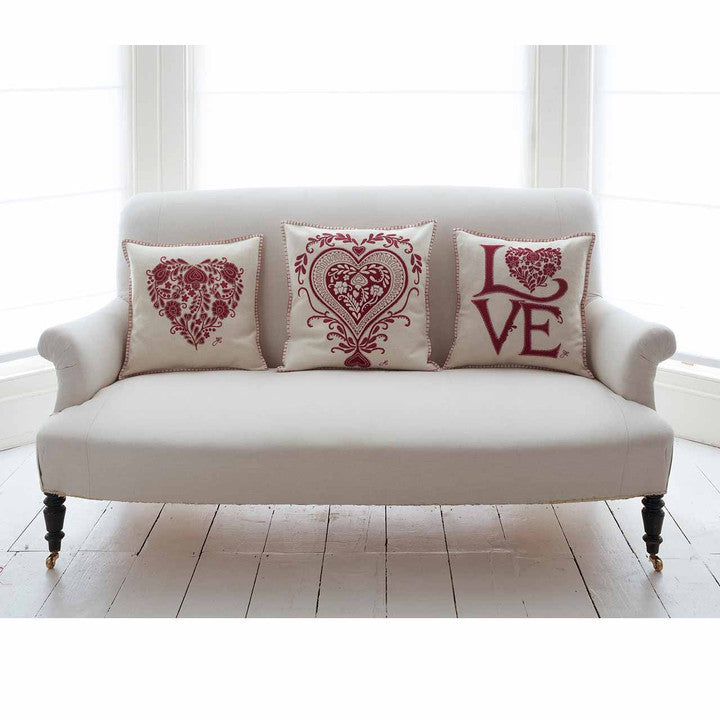 Romany Heart Cushion - Cream Jan Constantine