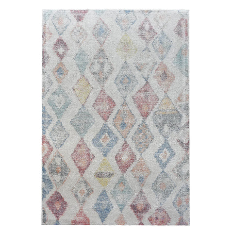 Tanger Natural White/Multi Printed & Table Tufted Rug