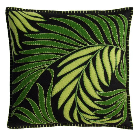 Tropical Palm Cushion - Black