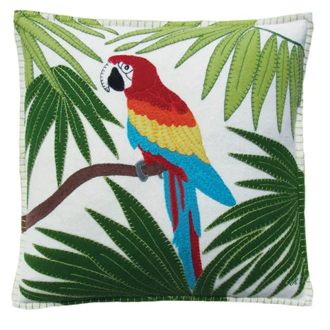 Tropical Parrot Cushion - Cream