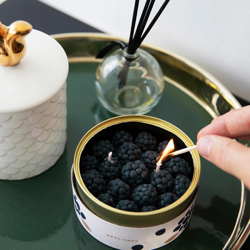 Gourmet Food Candle - Candlecan Cinnamon Blackberry Candle Hand
