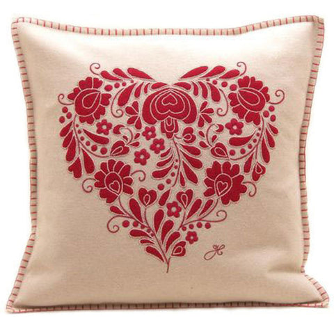 Romany Heart Cushion - Cream