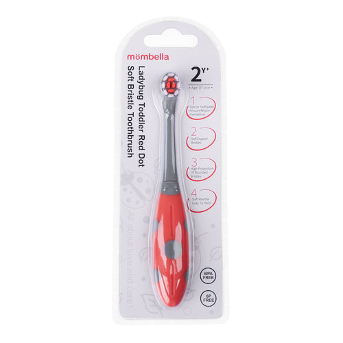 Mombella Ladybug Toddler Red Dot Bristle Toothbrush