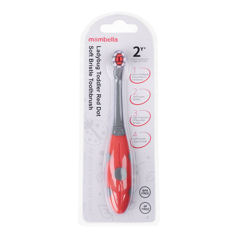 Mombella Ladybug Toddler Red Dot Bristle Toothbrush