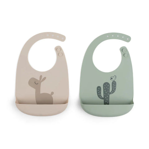 Done By Deer Silicone Bib 2-Pack Lalee Sand/Green