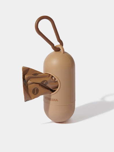 Coffee Pet Poop Bags With Dispenser (1 Dispenser+7 Rolls)