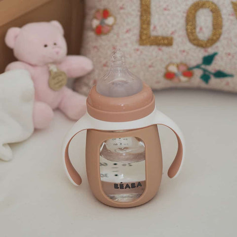 Beaba 2-in-1 Learning Bottle 210ml + Silicone Sleeve Old Pink