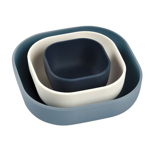 Béaba Silicone 3 piece nesting bowl set night blue