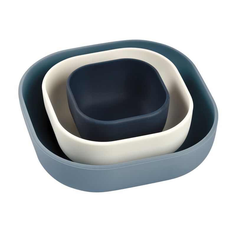Béaba Silicone 3 piece nesting bowl set night blue