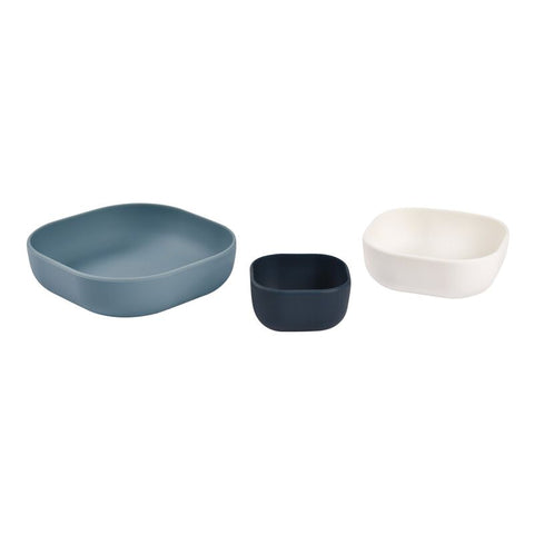 Béaba Silicone 3 piece nesting bowl set night blue
