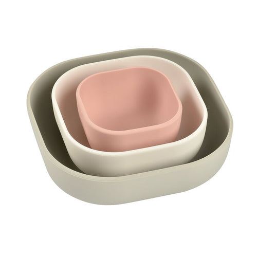 Béaba Silicone 3 piece nesting bowl set velvet grey