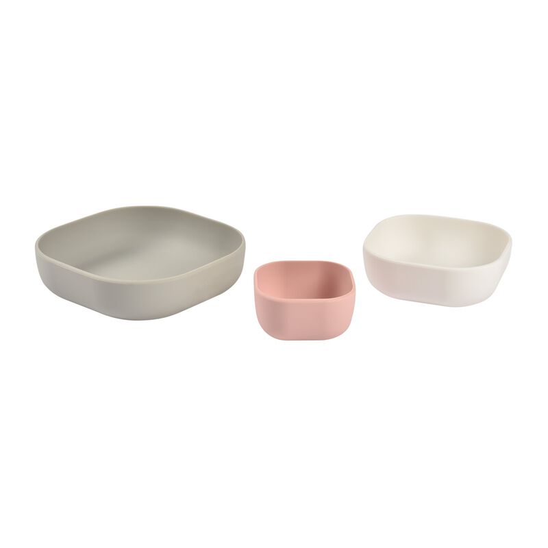 Béaba Silicone 3 piece nesting bowl set velvet grey