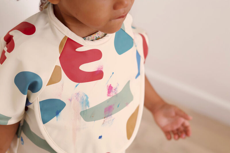 Beaba 2in1 Bib With Removable Sleeves Playful Multi Color