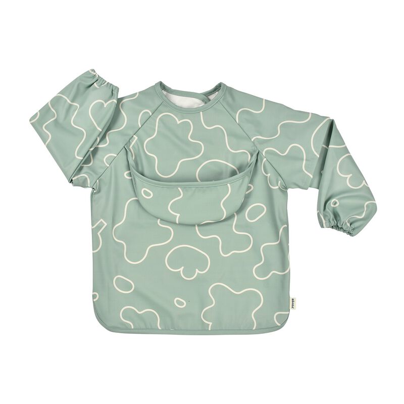 Beaba 2in1 Bib With Removable Sleeves Sage Green