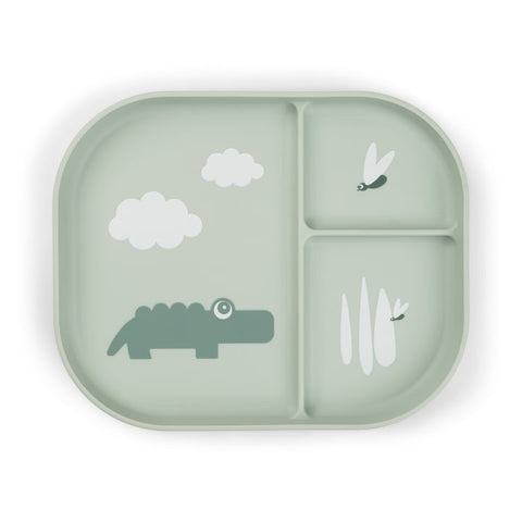 Done By Deer Foodie Compartment Plate Croco Green