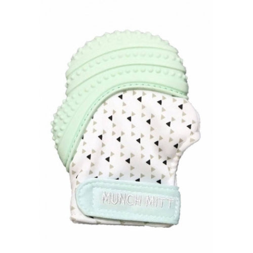 Malarkey Kids Munch Mitt Teething Mitten -Triangles -Mint Green