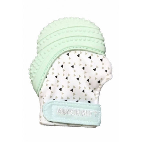 Malarkey Kids Munch Mitt Teething Mitten -Triangles -Mint Green