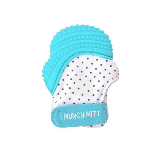 Malarkey kids Munch Mitt Teething Mitten -Polka dots -Aqua Blue