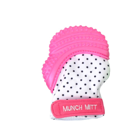 Malarkey Kids Munch Mitt Teething Mitten -Polka dots -Pink