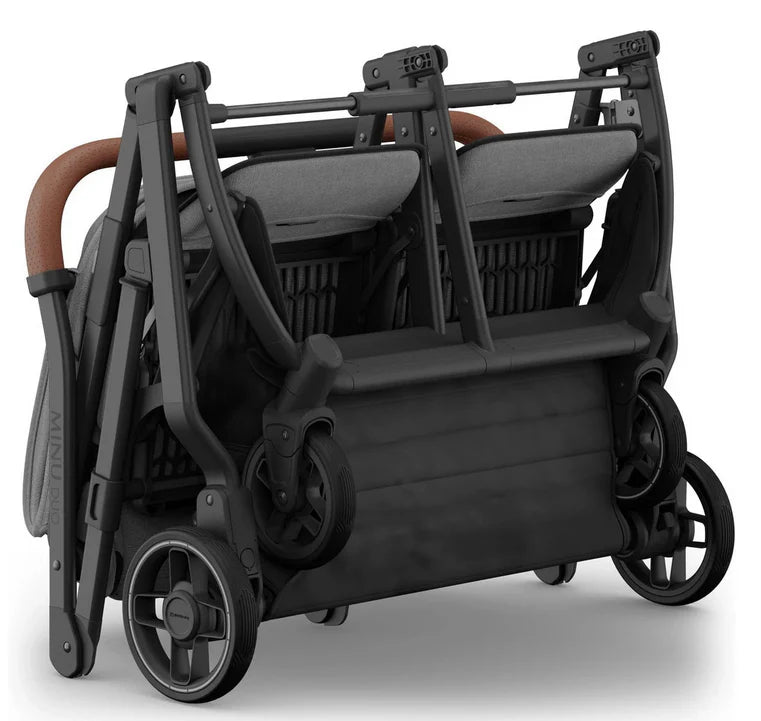 UPPAbaby Minu Duo Stroller Greyson Charcoal Mélange Carbon Frame Saddle Leather