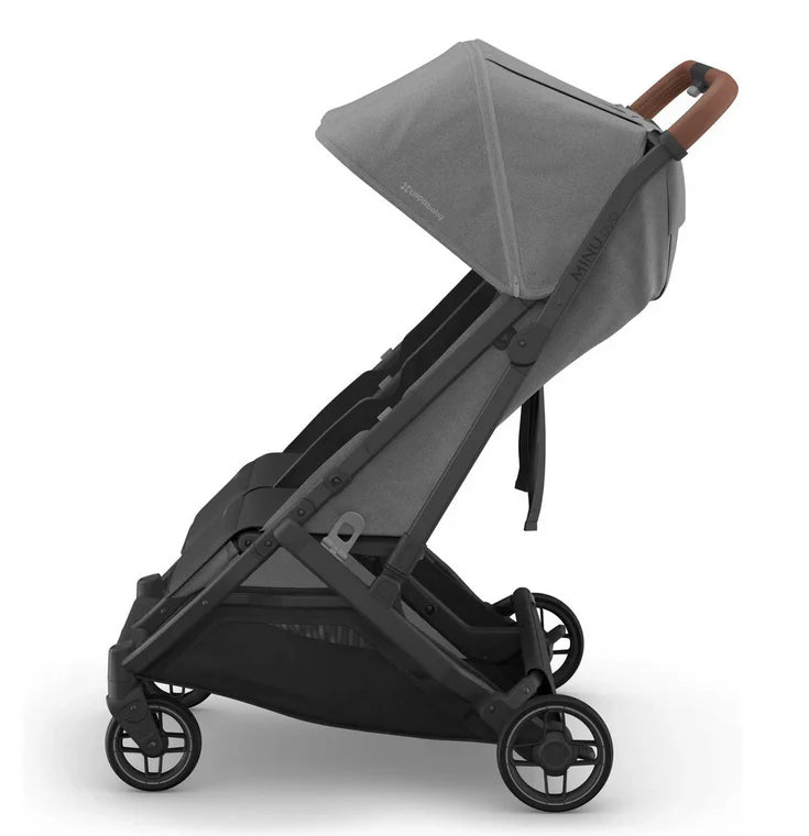 UPPAbaby Minu Duo Stroller Greyson Charcoal Mélange Carbon Frame Saddle Leather