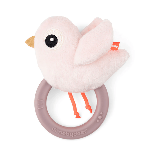 Done By Deer Sensory Rattle W/Teether Birdee Powder