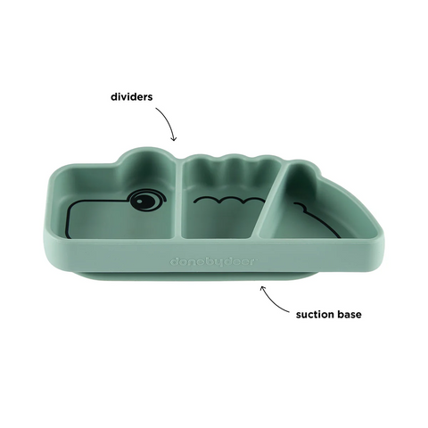 Done By Deer Silicone Stick&Stay Snack Plate Croco Green