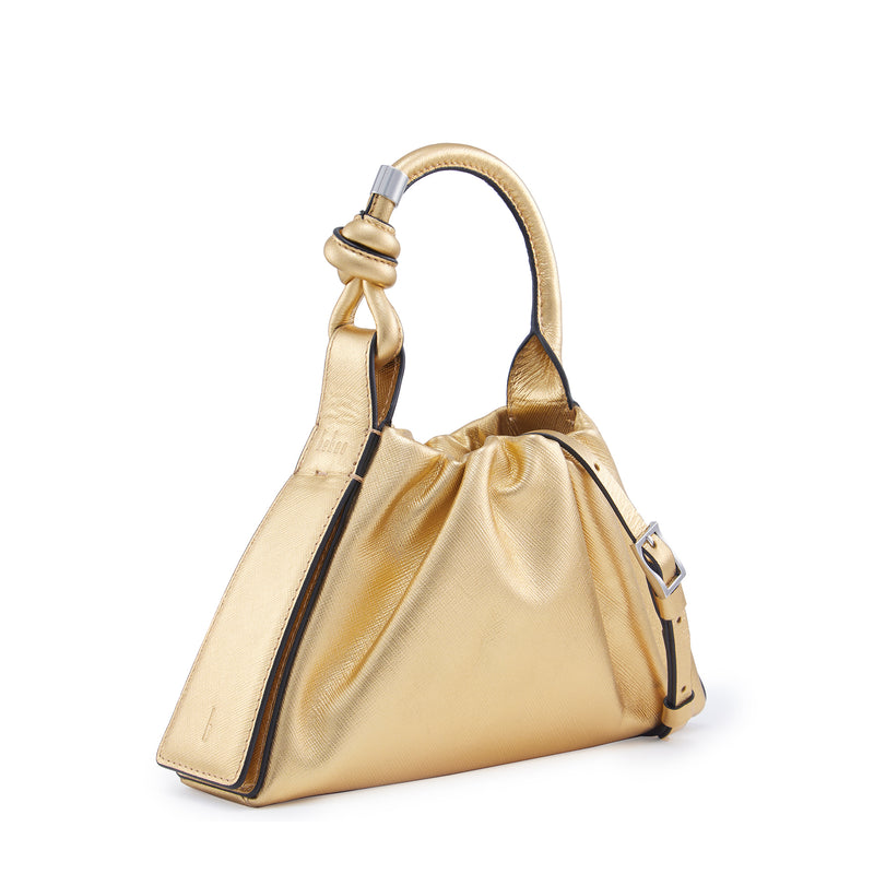 Tina Baguette Mini - Metallic Ruched Gold