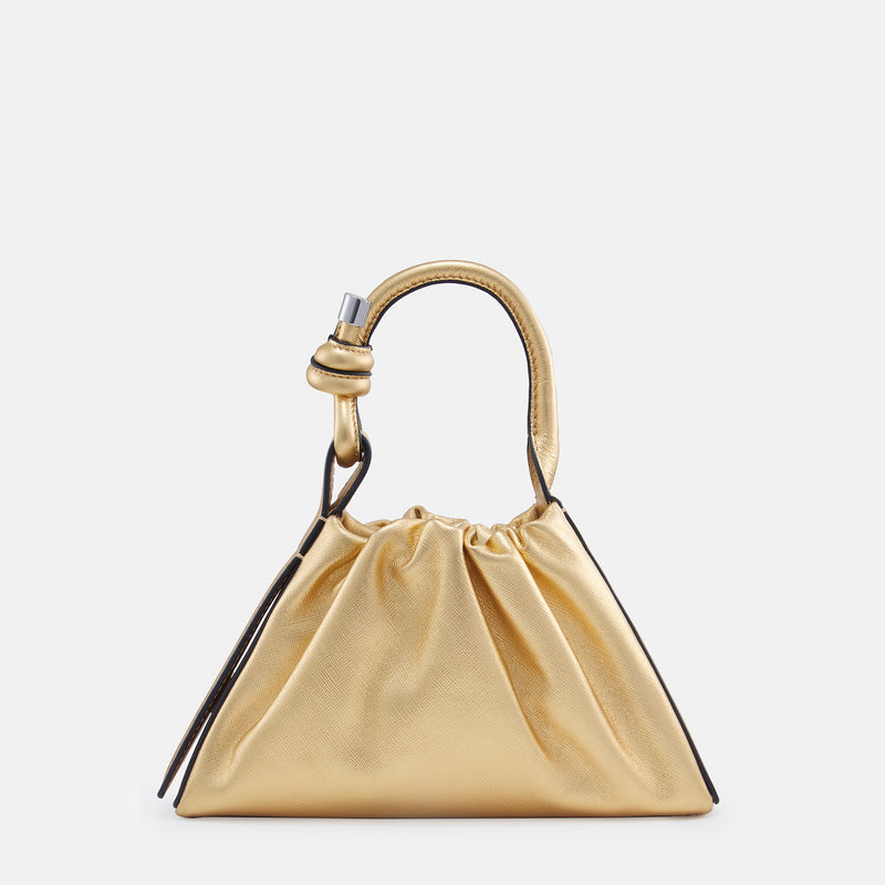 Tina Baguette Mini - Metallic Ruched Gold