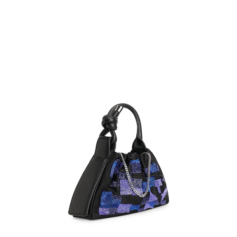 TINA BAGUETTE MINI SAFFIANO RUCHED WAVE QUILT BLACK/PURPLE