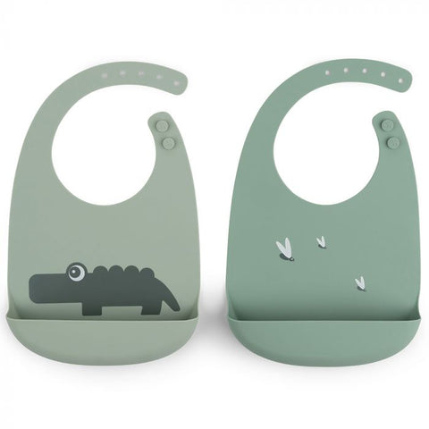 Done By Deer Silicone Bib 2-Pack Croco Green