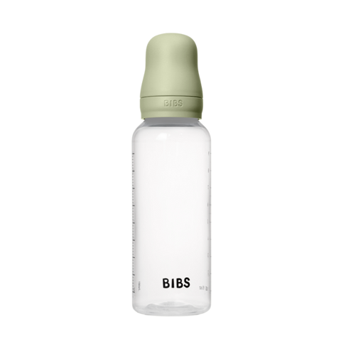 BIBS Glass Baby Bottle Round Latex 240 ml  (3-6m Sage)