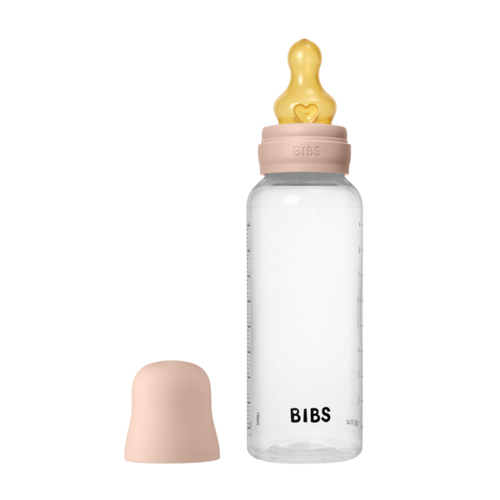 BIBS Glass Baby Bottle Round Latex 240 ml (3-6m Blush)