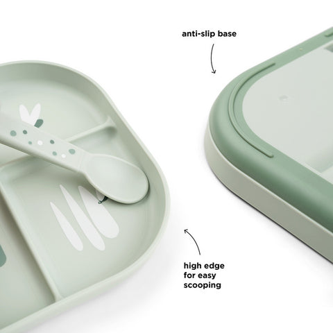 Done By Deer Foodie Compartment Plate Croco Green