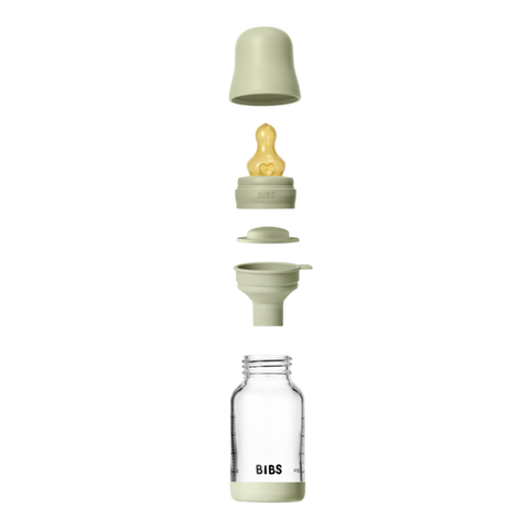 BIBS Glass Baby Bottle Round Latex 120 ml (0 - 3M Sage)